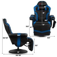 Costway - Massage Gaming Recliner Reclining Racing Chair Swivel Blue - Blue + Black - Left View