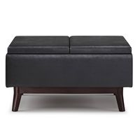 Simpli Home - Owen Tray Top Small Coffee Table Storage Ottoman - Distressed Black - Left View