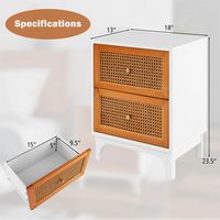 Costway 2 PCS Rattan Nightstand with Storage Wood End Sofa Side Table with 2 drawers Wood Legs - ... - Left View