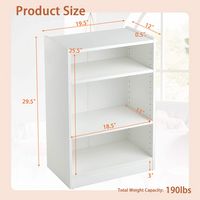 Costway - 3-Tier Bookcase Open Multipurpose Display Rack Cabinet with Adjustable Shelves - White - Left View