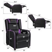 Costway - Theater Style Massage Gaming Chair - Purple + Black - Left View
