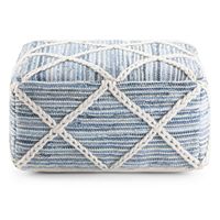 Simpli Home - Cowan Square Pouf - Blue, Natural - Left View