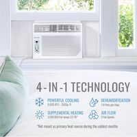Keystone - 8,000 BTU 115V Window Air Conditioner with 3,500 BTU Supplemental Heat Function - White - Left View