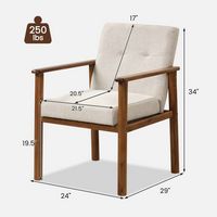 Costway 2 PCS Modern Accent Chair Upholstered Linen Fabric Armchair with Solid Wood Legs - Beige - Left View