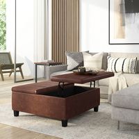 Simpli Home - Ellis Coffee Table Storage Ottoman - Distressed Saddle Brown - Left View