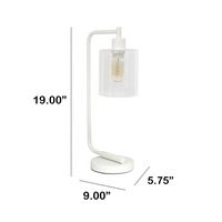 Lalia Home - Modern Iron 450lm Desk Lamp with Glass Shade - White - Left View