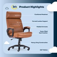 Serta - Comfort Big and Tall Modern Bonded Leather Executive Office Chair - Cognac - Left View