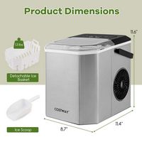 Costway Countertop Ice Maker Portable Ice Making Machine 6-13 Mins 9 Ice 26.5 lbs/24 Hrs Silver -... - Left View