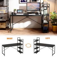 Bestier - Computer Desk with Adjustable Shelves and Reversible Bookshelf - 63