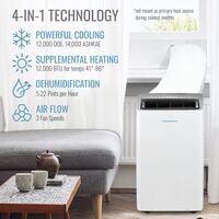 Keystone - 14,000 BTU ASHRAE/12,000 BTU DOE Portable Inverter Air Conditioner with Supplemental H... - Left View