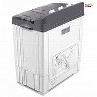 Costway - Portable Mini Compact Twin Tub 20 lb. Total Washing Machine Washer Spinner - Gray and W... - Left View