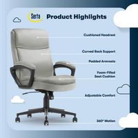Serta - Comfort Ergo  Ergonomic Executive Upholstered Office Chair - Gray - Velvet - Left View