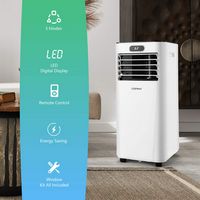 Costway 6000 BTU Portable Air Conditioner Cools up to 350 Sq.Ft w/ Remote Control 3-in-1 Air Cool... - Left View