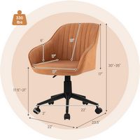 Costway - PU Leather Office Arm Chair with Adjustable Swivel - Brown - Left View