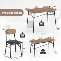Costway 4 Piece Dining Table Set with Bench & 2 Faux Leather Upholstered Chairs for Kitchen - Rus... - Left View