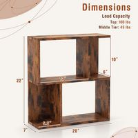 Costway 1 PCS 3-Tier Bookshelf Geometric Bookcase Side Table with Open Storage Display Shelf - Ru... - Left View