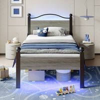 Pinmoco - Queen Metal Platform Bed Frame with LED Headboard, 16.5