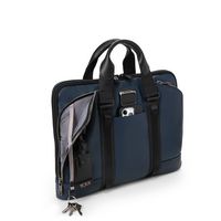 TUMI - Alpha Bravo Academy Brief - Navy Coated Canvas - Left View