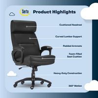 Serta - Comfort Big and Tall Modern Bonded Leather Executive Office Chair - Black - Left View