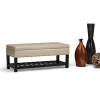 Simpli Home - Lomond Storage Ottoman Bench - Satin Cream - Left View