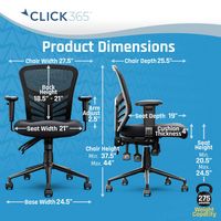 Click365 - Flow Mid-Back Mesh Office Chair - Black - Left View