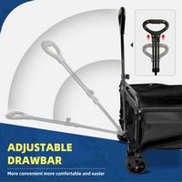 Bestier Folding Collapsible Wagon Utility Camping Cart W/Wheels & Adjustable Handle - Black - Left View