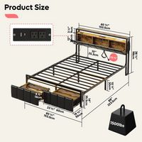 Bestier - Gaming Bed Frame Storage Platform Bed with Charging Station Headboard and LED Lights Qu... - Left View