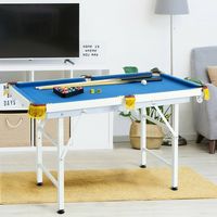 Costway - 47'' Folding Billiard Table Pool Game Table for Kids w/ Cues & Chalk & Brush Blue - Blue - Left View
