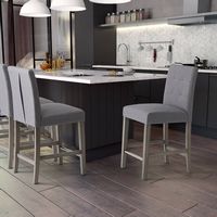 CorLiving - Leila Fabric Square Tufted Counter Height Barstool - Silver Grey - Left View