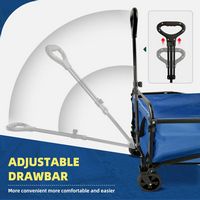 Bestier Folding Collapsible Wagon Utility Camping Cart W/Wheels & Adjustable Handle - Blue - Left View