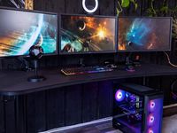 Arozzi - Arena Ultrawide Curved Gaming Desk - Pure Black - Left View