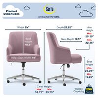 Serta - Leighton Modern Memory Foam & Twill Fabric Home Office Chair - Lilac - Left View