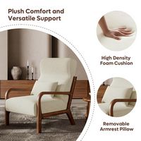 Bestier - Corduroy Armchair with Heightened Headrest and Removable Armrest - White - Left View