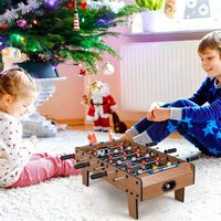 Costway - Mini Foosball Table, 27in Soccer Game Table w/ 2 Footballs and Soccer Keepers - Natural - Left View