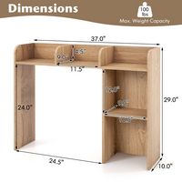 Costway - Desk Bookshelf Desktop Storage Organizer Display Shelf Rack Dorm Office - Natural - Left View