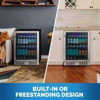 NewAir - 24” 177-Can Built-In Beverage Cooler with Precision Digital Thermostat and Adjustable Sh... - Left View
