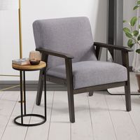 CorLiving - Greyson Wood Armchair - Light Grey - Left View