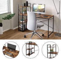 Bestier - Modern Office Desk with Storage Shelf, Headset Hook, and Reversible Bookshelf - 56