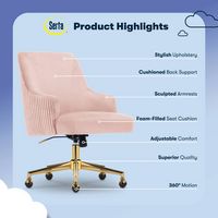 Serta - Scarlett Stylish Mid-Century Modern Soft Velvet Upholstered Home Office Chair - Pink - Go... - Left View