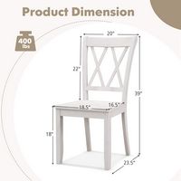 Costway Wooden Dining Chairs Set of 2 with Ergonomic Seat Rubber Wood Frame & High Backrest - White - Left View