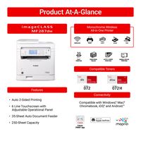 Canon - imageCLASS MF287dw Wireless Black-and-White All-In-One Laser Printer with Fax - White - Left View