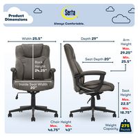 Serta - Connor Upholstered Executive High-Back Office Chair with Lumbar Support - Bonded Leather ... - Left View