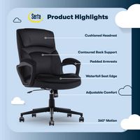 Serta - Comfort Classic Mid-Back Executive Soft Velvet Office Chair - Black - Left View