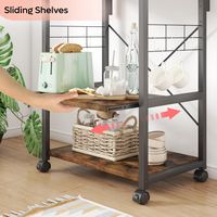Bestier - Kitchen Baker's Rack with Storage Shelves and USB Outlets - Rustic Brown - Left View