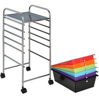 Costway - 6 Drawer Rolling Storage Cart Scrapbook Paper Office School Organizer - Multicolor - Left View