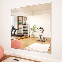 LOVMOR - 2PCS Polished 24 in. W x 48 in. Modern Rectangular Tempered Glass Wall Mirror - Silver - Left View