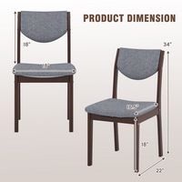 Costway Wooden Dining Chair Set of 2 with Padded Seat & Back, Rubber Wood Legs for Home - Oak + Grey - Left View