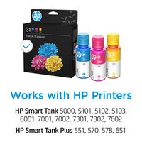 HP - 31 3-Pack Ink Bottles - Cyan/Magenta/Yellow - Left View