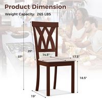 Costway Armless Dining Chairs Set of 2 with Rubber Wood Frame Elegant Hollowed Backrest - Oak + B... - Left View