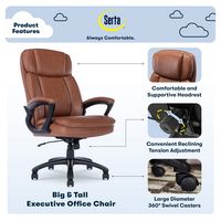 Serta - Fairbanks Bonded Leather Big and Tall Executive Office Chair - Cognac - Left View